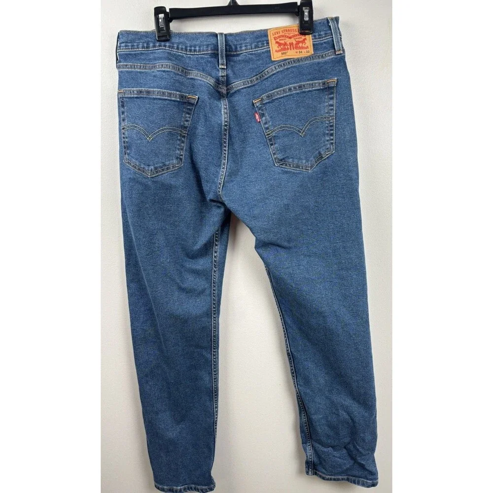 Levi's 502 Jeans Mens 34x32 Blue Medium Wash Slim Tapered Denim Zip Fly 5 Pocket